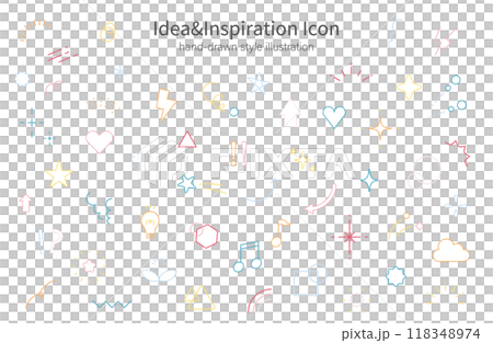 Accent decoration illustration set decoration graffiti glitter star heart arrow material cute color 118348974