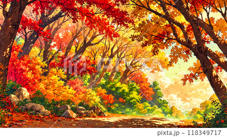 紅葉の山道 紅葉の山道 118349717