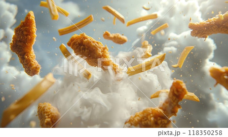 Chicken Fingers and French Fries Flying like Miniature Airplanes 118350258