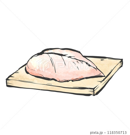鶏むね肉の手書き筆絵風イラスト 鶏むね肉の手書き筆絵風イラスト 118350713