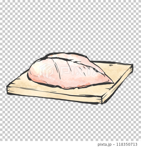 鶏むね肉の手書き筆絵風イラスト 鶏むね肉の手書き筆絵風イラスト 118350713
