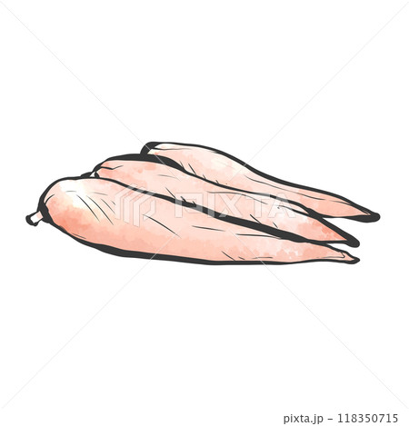 鶏ささみの手書き筆絵風イラスト 鶏ささみの手書き筆絵風イラスト 118350715