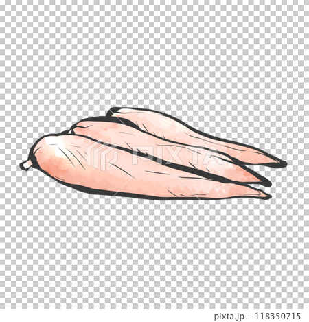 鶏ささみの手書き筆絵風イラスト 鶏ささみの手書き筆絵風イラスト 118350715