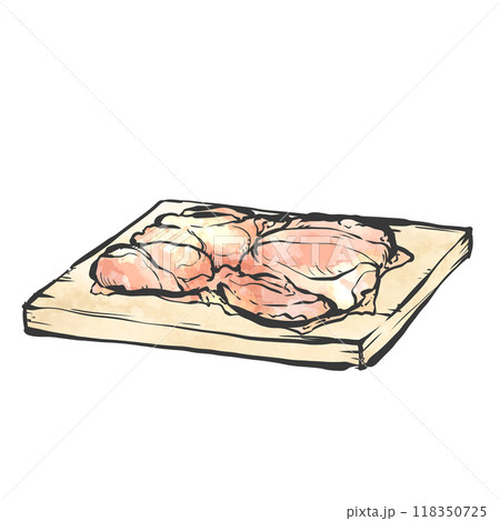 鶏もも肉の手書き筆絵風イラスト 118350725