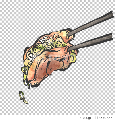 蔥舌鹽手寫筆畫風格插畫 118350727
