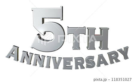 3DCG文字「5th Anniversary/5周年」シルバー,銀 118351027