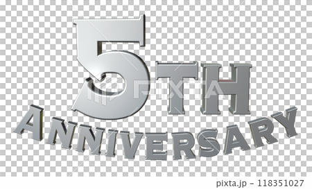 3DCG文字「5th Anniversary/5周年」シルバー,銀 118351027