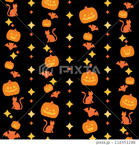 ハロウィンの時期に使えるジャックオーランタンのかわいい背景用ベクターイラスト（黒） 118351286