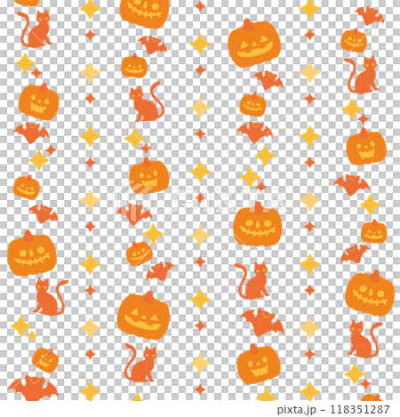 ハロウィンの時期に使えるジャックオーランタンのかわいい背景用ベクターイラスト ハロウィンの時期に使えるジャックオーランタンのかわいい背景用ベクターイラスト 118351287