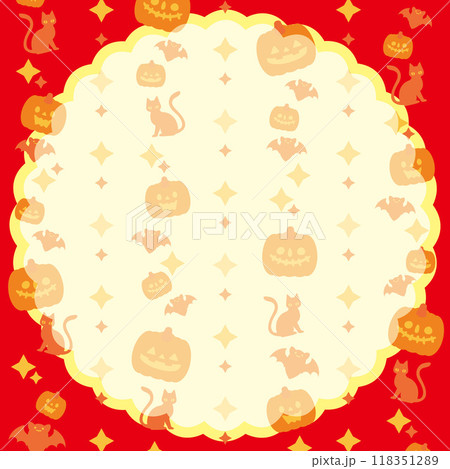 ハロウィンの時期に使えるジャックオーランタンのかわいい背景用ベクターイラスト(赤) ハロウィンの時期に使えるジャックオーランタンのかわいい背景用ベクターイラスト(赤) 118351289