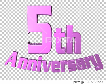 3DCG text "5th Anniversary" in purple, pink 118351544