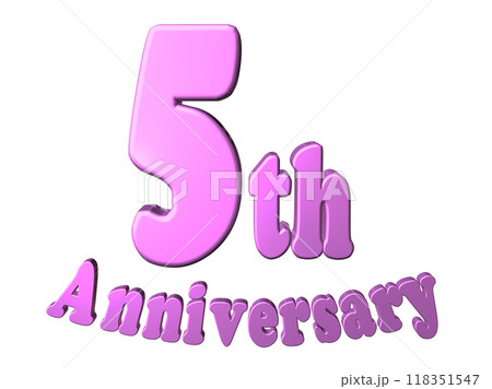 3DCG文字「5th Anniversary/5周年」パープル,紫,ピンク 118351547