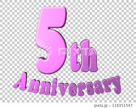3DCG文字「5th Anniversary/5周年」パープル,紫,ピンク 118351547