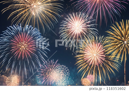夜空に打ち上がる花火 118351602