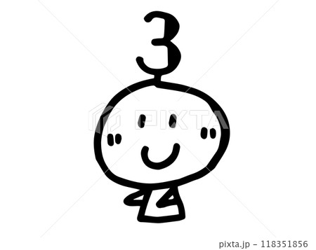 シンプルでかわいい手描きの顔のイラストと数字 118351856