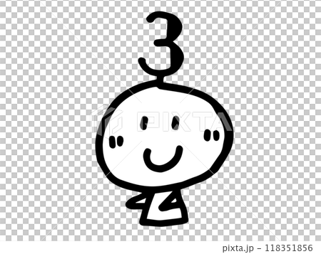 シンプルでかわいい手描きの顔のイラストと数字 118351856