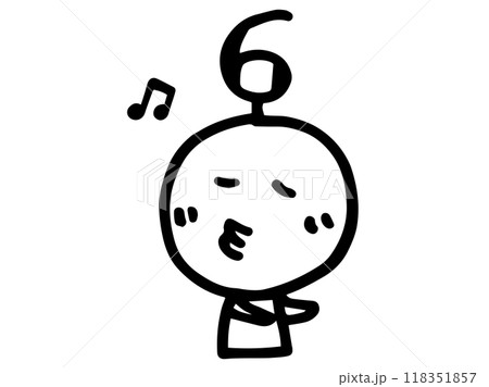 シンプルでかわいい手描きの顔のイラストと数字 シンプルでかわいい手描きの顔のイラストと数字 118351857