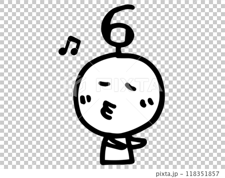 シンプルでかわいい手描きの顔のイラストと数字 シンプルでかわいい手描きの顔のイラストと数字 118351857