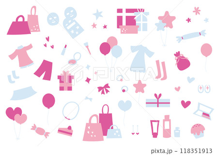 人物とショッピングのイラストセット 118351913
