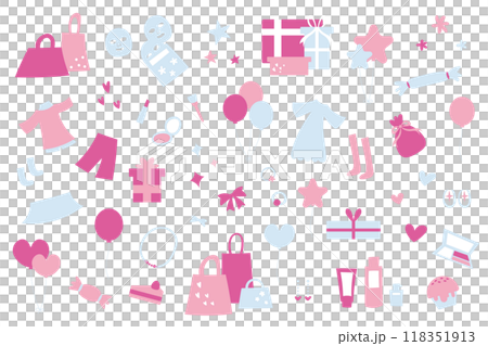 人物とショッピングのイラストセット 118351913