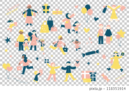 人物とショッピングのイラストセット 人物とショッピングのイラストセット 118351914