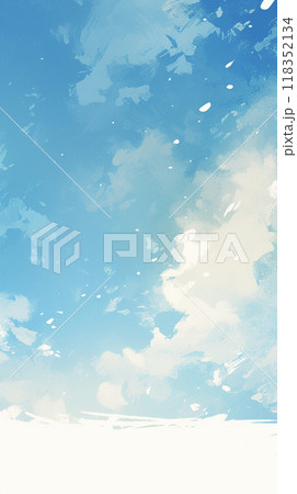 雪の降る冬の空と大地の背景イラスト AI画像 雪の降る冬の空と大地の背景イラスト AI画像 118352134