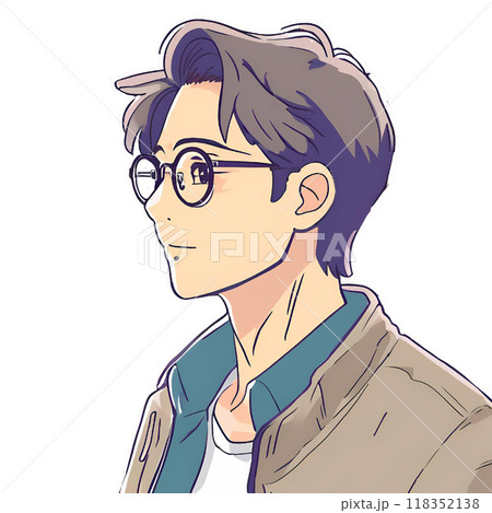 眼鏡をかけた30代男性の横顔 118352138