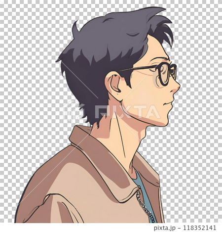 Profile of a man wearing glasses Profile of a man wearing glasses 118352141