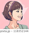 笑顔の女性の横顔 118352144