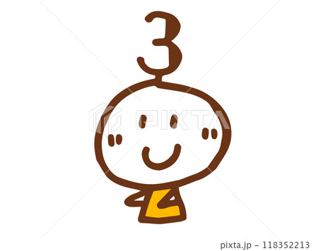 シンプルでかわいい手描きの顔のイラストと数字 シンプルでかわいい手描きの顔のイラストと数字 118352213