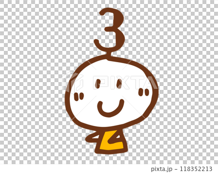 シンプルでかわいい手描きの顔のイラストと数字 シンプルでかわいい手描きの顔のイラストと数字 118352213