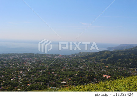 大室山頂から臨む伊豆半島の豊かな自然 相模湾 118352424