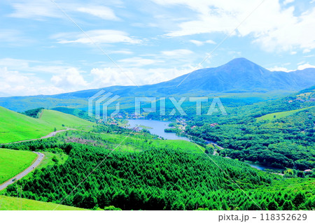 7月の霧ヶ峰高原からの白樺湖　　　　信州の自然　　　信州の風景 118352629