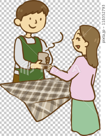 Woman receiving coffee 118352793