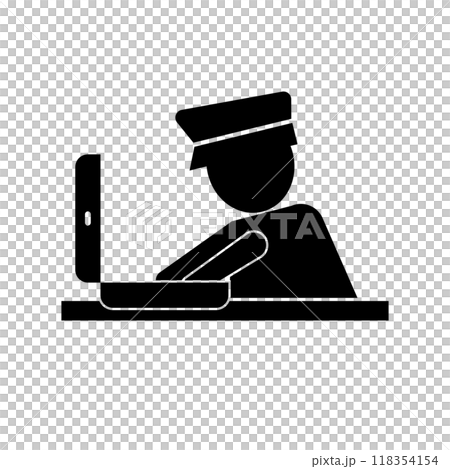 税関で荷物検査する税関職員 シルエット 税関で荷物検査する税関職員 シルエット 118354154