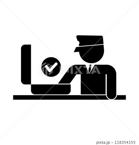 税関 スーツケース荷物検査・チェック シルエット 118354155