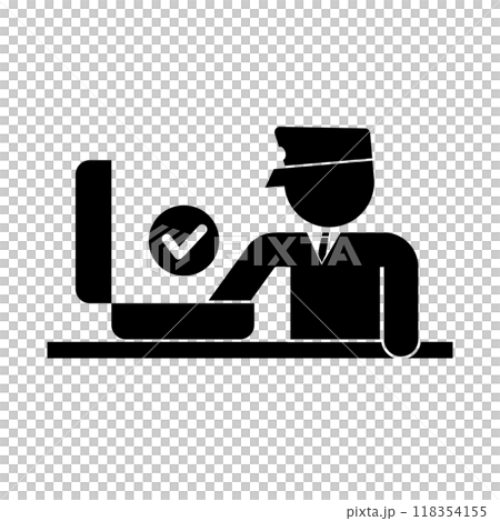 税関 スーツケース荷物検査・チェック シルエット 118354155