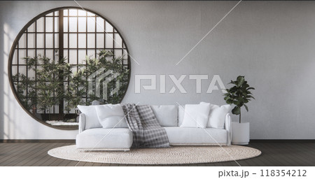 Minimalist Sofa furniture and modern room design minimal.3D rendering Minimalist Sofa furniture and modern room design minimal.3D rendering 118354212
