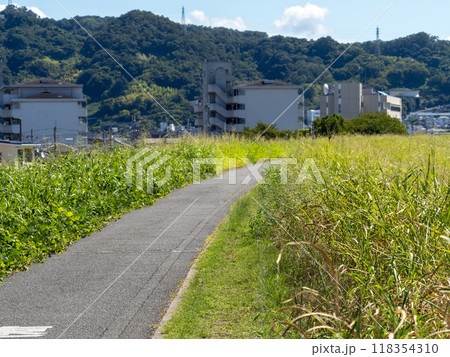 大和川リバーサイドサイクルライン沿いの景色 118354310