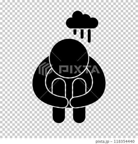 座って落ち込んでいる人・うつ病のシルエット 118354440