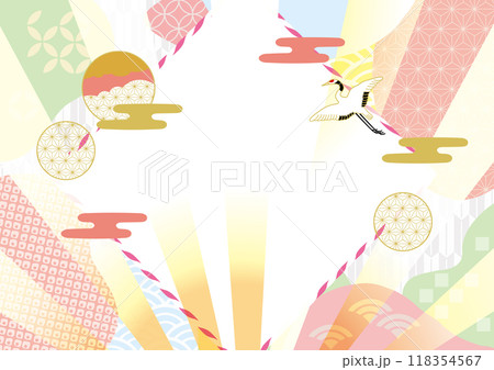 ポップな和風柄　デザイン背景 118354567