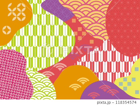 ポップな和風柄　デザイン背景 118354574