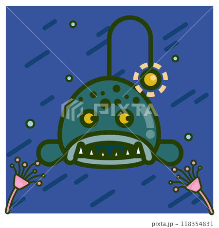 深海に住むチョウチンアンコウのイラスト 118354831