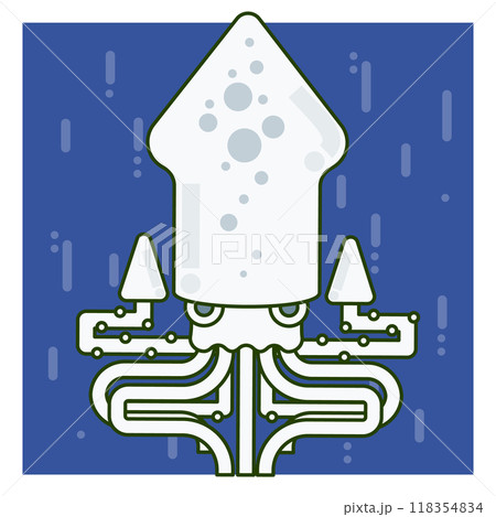 深海に生息するダイオウイカのイラスト 深海に生息するダイオウイカのイラスト 118354834