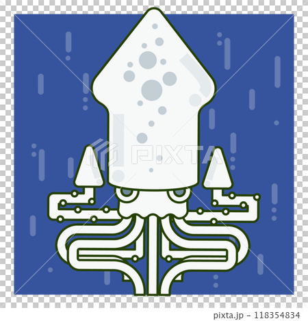 Illustration of a giant squid living in the deep sea 118354834