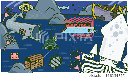 深海に生息する深海魚のセット 118354835