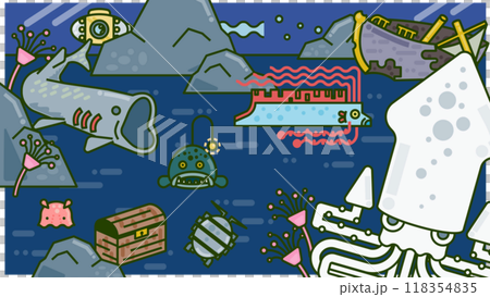 深海に生息する深海魚のセット 118354835