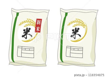 新米のシールが貼られた米袋のイラスト（フィルム製） 118354875
