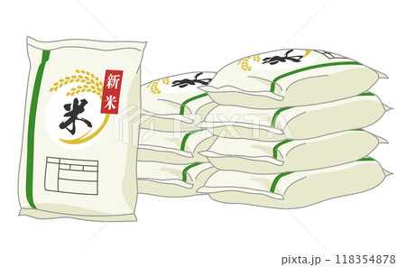 平積みされた新米の袋のイラスト 平積みされた新米の袋のイラスト 118354878