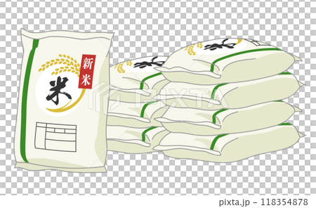 平積みされた新米の袋のイラスト 平積みされた新米の袋のイラスト 118354878